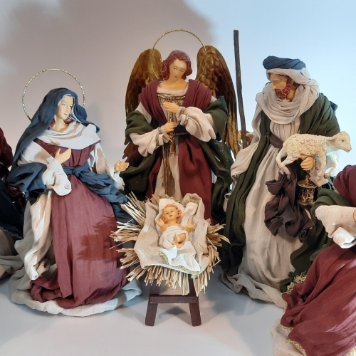 Figury do szopki bożonarodzeniowej - Zestaw bożonarodzeniowy FS46R - Figury w szatach do szopki betlejemskiej